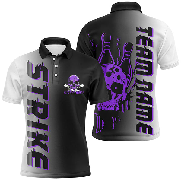 Maxcorners Custom Strike Bowling Team Shirts For Men And Women, Skull Bowling Jerseys With Team Name | Purple