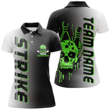 Maxcorners Custom Strike Bowling Team Shirts For Men And Women, Skull Bowling Jerseys With Team Name | Green