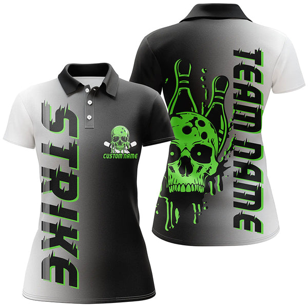 Maxcorners Custom Strike Bowling Team Shirts For Men And Women, Skull Bowling Jerseys With Team Name | Green