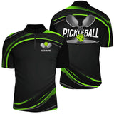 Maxcorners Black And Green Custom Mens Pickleball Shirts, Personalized Pickleball Jerseys