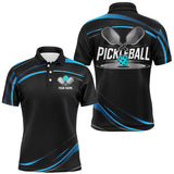 Maxcorners Black And Blue Custom Mens Pickleball Shirts, Personalized Pickleball Jerseys