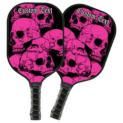 Maxcorners Black And Pink Skulls Customized Picklebal Paddle, Team Pikcleball Paddles Halloween Pickleball Gifts