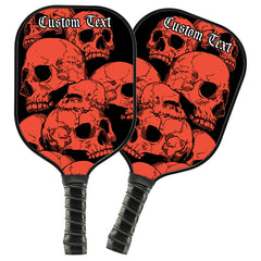 Maxcorners Black And Orange Skulls Customized Picklebal Paddle, Team Pikcleball Paddles Halloween Pickleball Gifts