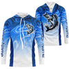 Maxcorners Custom Bass Long Sleeve Tournament Fishing Shirts, Blue Wave Camo Bass Fishing Jerseys LM0201