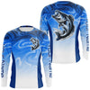 Maxcorners Custom Bass Long Sleeve Tournament Fishing Shirts, Blue Wave Camo Bass Fishing Jerseys LM0201