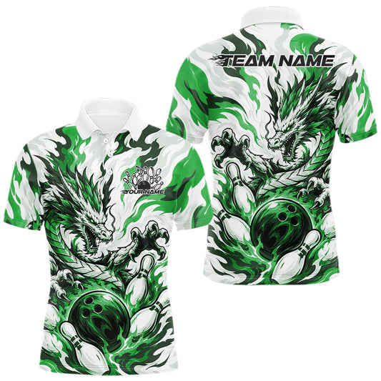 Maxcorners Green Custom Dynamic Flame Dragon Bowling Jerseys For Men, Women And Kid, Bowling Team League Shirt Bowler Outfit