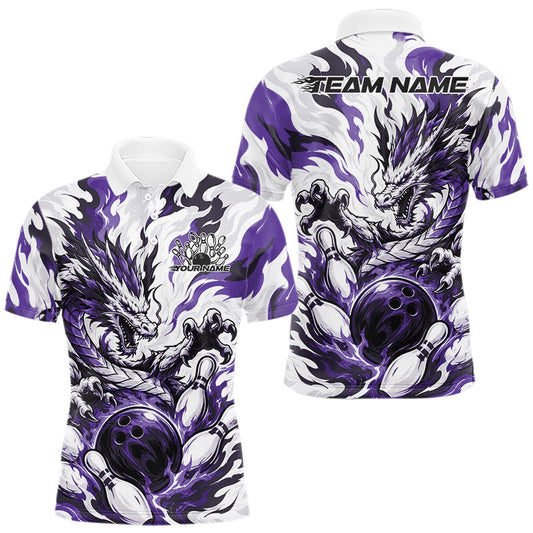 Maxcorners Purple Custom Dynamic Flame Dragon Bowling Jerseys For Men, Women And Kid, Bowling Team League Shirt Bowler Outfit