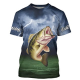 Maxcorners Thunder Lightning Custom Largemouth Bass Tournament Fishing T-Shirts, Bass Fishing Jerseys MT2108