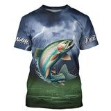 Maxcorners Thunder Lightning Custom Rainbow Trout Tournament Fishing T-Shirts, Trout Fishing Jerseys MT2108