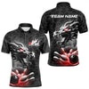Maxcorners Custom Black And Red Dragon Bowling Men Polo Shirts, Bowling Pattern Dragon Bowler Outfit LM193