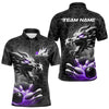 Maxcorners Custom Black And Purple Dragon Bowling Men Polo Shirts, Bowling Pattern Dragon Bowler Outfit LM193