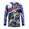 Maxcorners Personalized Bass Fisherman Long Sleeve Fishing Shirt, Red White And Blue Camo Fishing Jerseys LM0201