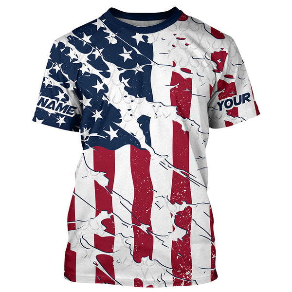 Maxcorners Personalized USA Flag Long Sleeve Fishing Shirts Uv Protection, Patriotic Fishing Apparel MT2108