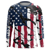 Maxcorners Personalized American Flag Long Sleeve Fishing Shirts Uv Protection, Patriotic Fishing Apparel MT2108