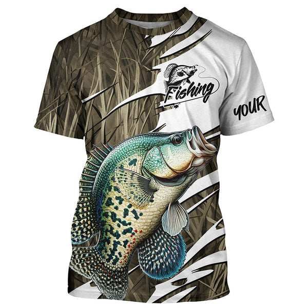 Maxcorners Crappie Fishing Custom Camo Long Sleeve Fishing Shirts, Crappie Fishing Tournament Apparel MT2108