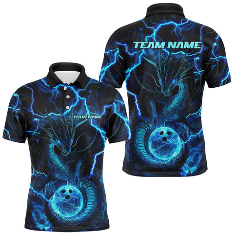 Maxcorners Dragon Thunder Lightning Mutilcolor Bowling Jersey Customized Name, Team Name 3D Polo Shirt