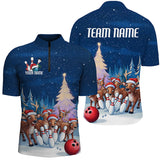 Maxcorners Custom Funny Christmas Reindeer Bowling Shirts Xmas Bowling Outfit Bowler Gifts