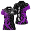 Maxcorners Black And Purple Custom Bowling Tournament Polo Shirts For Men, Bowling Pattern Team Jerseys