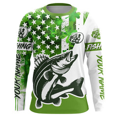 Maxcorners Custom St Patrick'S Day Walleye Long Sleeve Fishing Shirts, Patriotic Walleye Jerseys LM2408