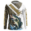 Maxcorners Largemouth Bass Fishing Fish Hook Custom Long Sleeve Shirts, Bass Jerseys Fishing Gifts | Grass Camo LM0201