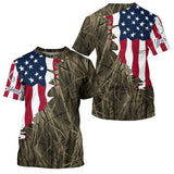 Maxcorners Custom Patriotic Camouflage Long Sleeve Fishing Shirts, Personalized Fishing Jerseys | Brown Camo MT2108
