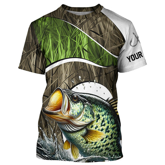 Maxcorners Personalized Crappie Fishing Camo Long Sleeve Fishing Shirts, Crappie Fishing Jerseys MT2108