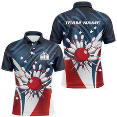 Maxcorners American Patriot Bowling For Team Bowling Team Men And Women Polo Shirts, Bowling Pattern Outfits