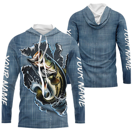 Maxcorners Custom Largemouth Bass Long Sleeve Tournament Fishing Shirts, Bass Fishing All Over Printed Shirt LM0201