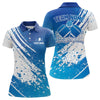 Maxcorners Custom Blue And White Pickleball Polo Shirts For Men, Pickleball Heartbeat Pulse Line Shirt