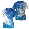 Maxcorners Custom Blue And White Pickleball Polo Shirts For Men, Pickleball Heartbeat Pulse Line Shirt