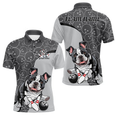 Maxcorners Custom Cute Funny French Bulldog Bowling Men Polo Shirts, Dog Lovers Bowling Shirt LM2512