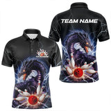 Maxcorners Custom Thunder Lightning Dragon Bowling Polo Shirts For Men & Women, Dragon Bowling League Shirt