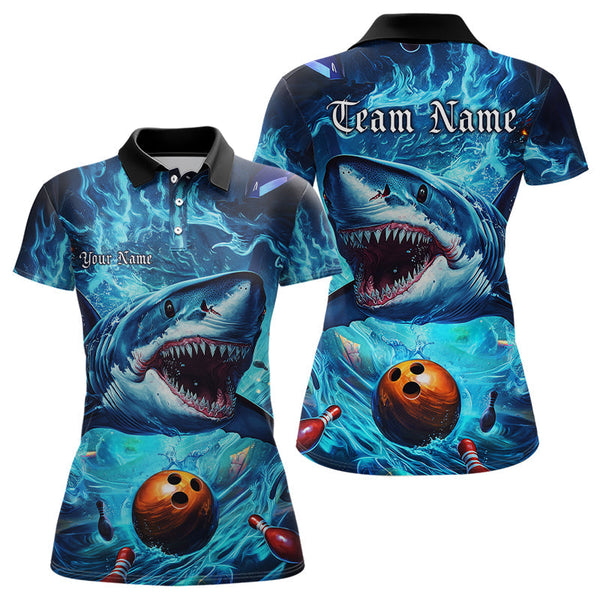 Maxcorners Custom Shark Team Bowling Polo Shirts , Shark Bowling Team Outfits