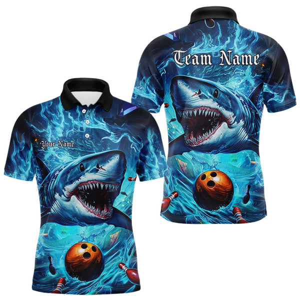 Maxcorners Custom Shark Team Bowling Polo Shirts , Shark Bowling Team Outfits