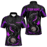 Maxcorners Custom Black And Purple Dragon Dart Polo Shirts For Men, Dart Jerseys Dart Tournament Shirt