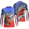 Maxcorners Custom Redfish Puppy Drum American Flag Long Sleeve Fishing Shirts, Patriotic Fishing Gifts LM0501