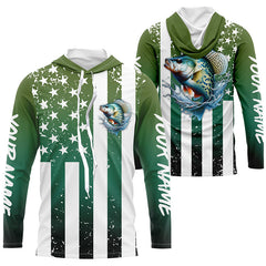 Maxcorners Custom Crappie Long Sleeve Tournament Fishing Shirts, Grunge American Flag Patriotic Fishing Shirts LM0501