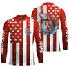Maxcorners Custom Redfish Long Sleeve Tournament Fishing Shirts, Grunge American Flag Patriotic Fishing Shirts LM0501