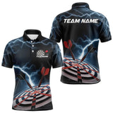 Maxcorners Blue Thunder Lightning Dartboard Custom Dart Polo Shirts For Men, Dart Team League Shirt