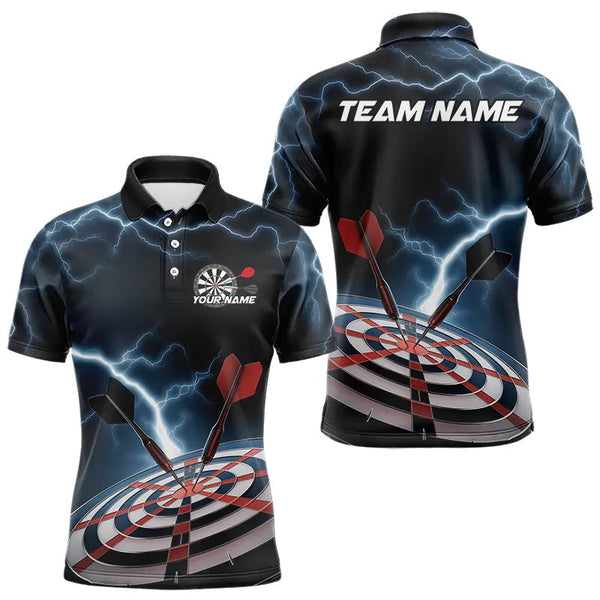 Maxcorners Blue Thunder Lightning Dartboard Custom Dart Polo Shirts For Men, Dart Team League Shirt