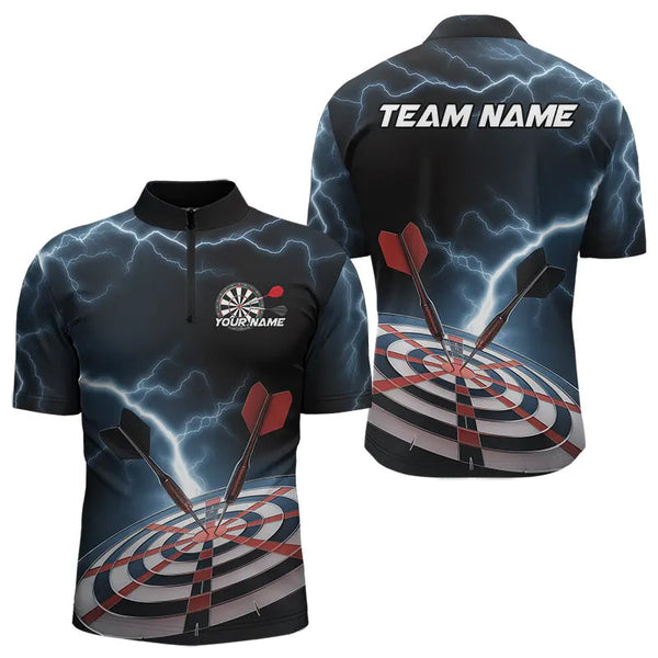 Maxcorners Blue Thunder Lightning Dartboard Custom Dart Polo Shirts For Men, Dart Team League Shirt