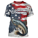 Maxcorners Catfish Fishing Long Sleeve Fishing Shirts, American Flag Patriotic Catfish Fishing Shirt MT2108