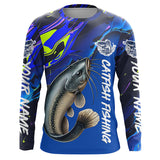 Maxcorners Custom Catfish Fishing Long Sleeve Tournament Shirts, Catfish Fishing Jerseys Fishing Gifts | Blue MT2108