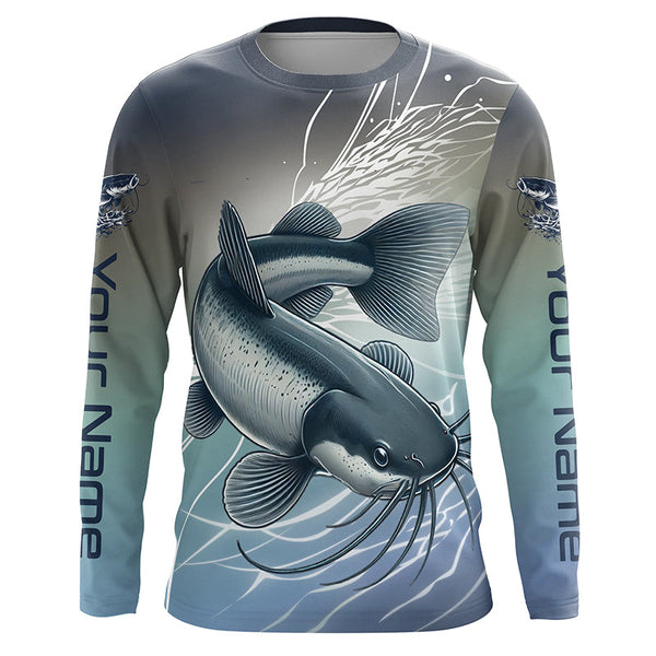 Maxcorners Personalized Catfish Fishing Jerseys, Catfish Long Sleeve Tournament Fishing Shirts MT2108
