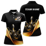 Maxcorners Custom Black And Gold Bowling Polo Shirts Bowling Team Shirt Bowlers Outfits