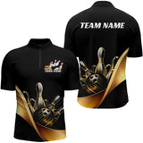 Maxcorners Custom Black And Gold Bowling Polo Shirts Bowling Team Shirt Bowlers Outfits