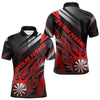 Maxcorners Custom Black And Red Flame Dartboard Dart Team Polo Shirts For Men, Fire Dart Jerseys