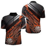 Maxcorners Custom Black And Orange Flame Dartboard Dart Team Polo Shirts For Men, Fire Dart Jerseys