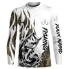 Maxcorners Bass Fishing Camo Tattoo Custom Long Sleeve Fishing Shirts, Bass Tournament Fishing Shirt LM0201