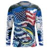 Maxcorners Sailfish Fishing Custom Long Sleeve Fishing Shirts, American Flag Patriotic Sailfish Fishing Shirt LM0501